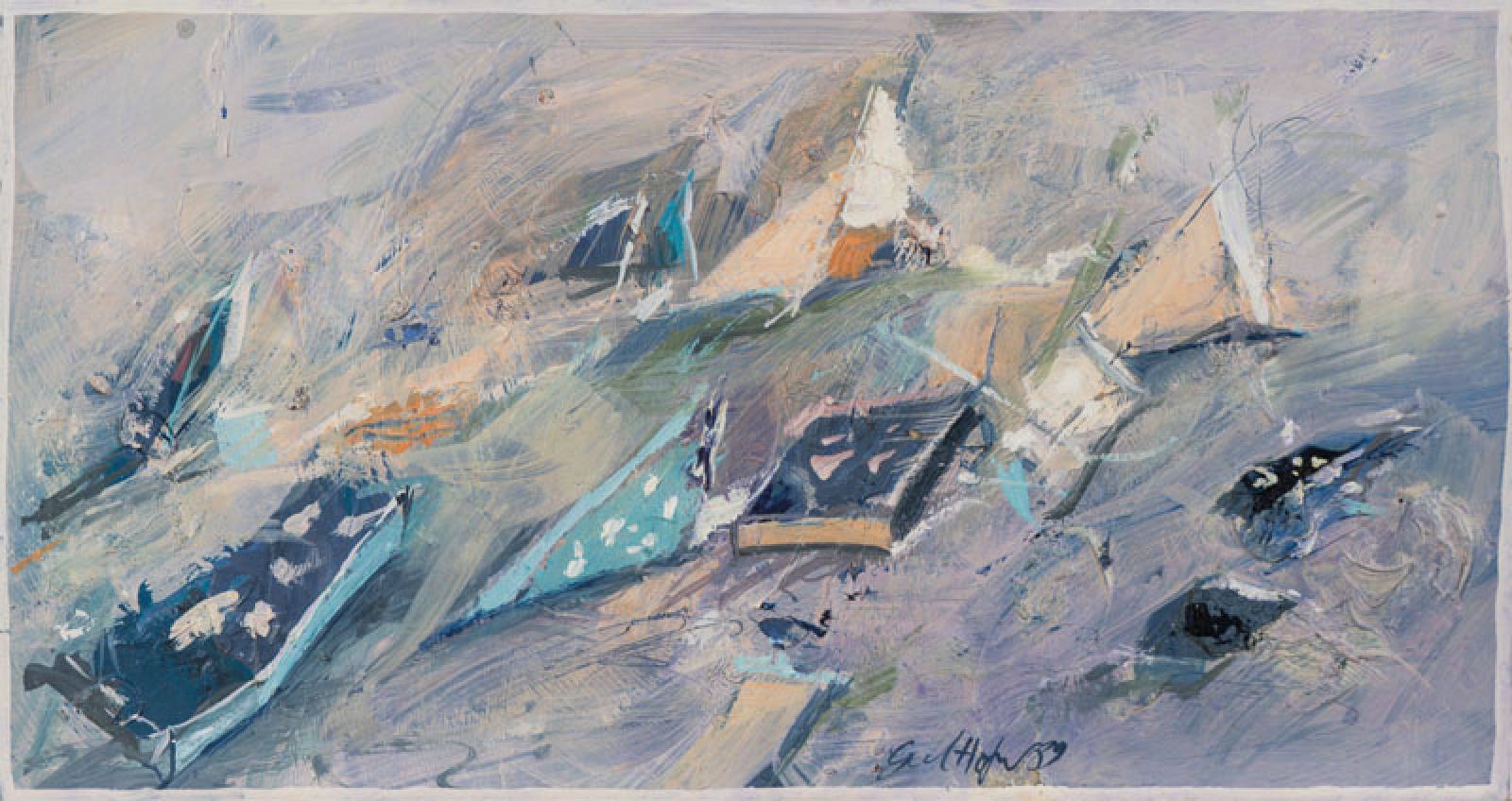 Gerhard Hofmann, geb. 1957 Worms, Acryl/Karton, sign., dat. 89, ca. 20x37,5 cm