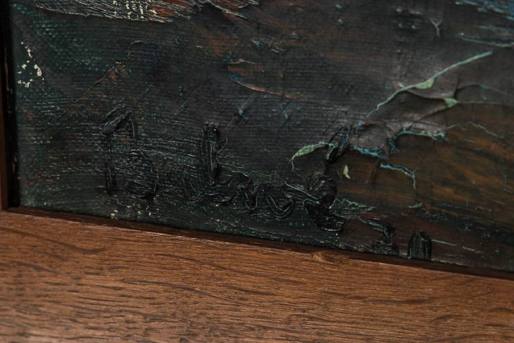 Detail a: Arnold Balwé, 1898-1983, Küstenszene, Öl/Lwd, leichte Krakeluren sichtbar, li unten sign., verso betitelt, ca. 60x85 cm, Rahmen, gesamt 78x102 cm, ...