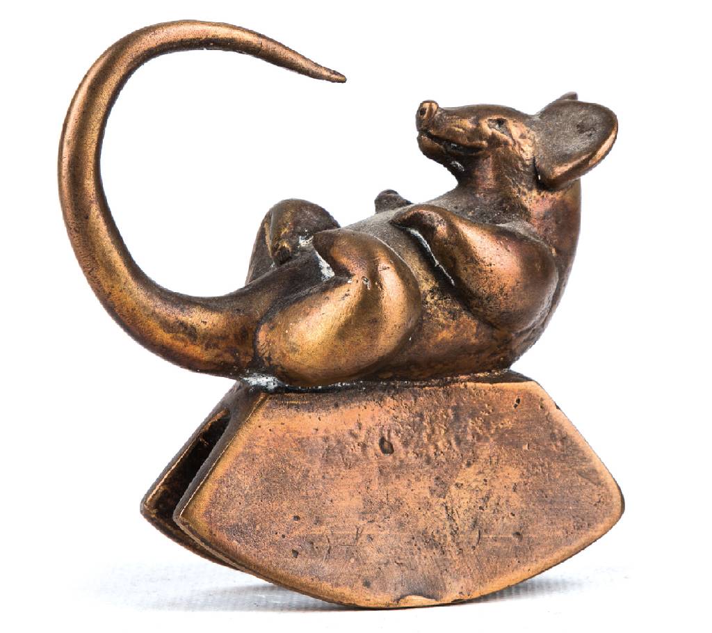 Gernot Rumpf, geb. 1941 Kaiserslautern, Schwing-Maus, Bronzeskulptur, monogr., ca. 10x10 cm