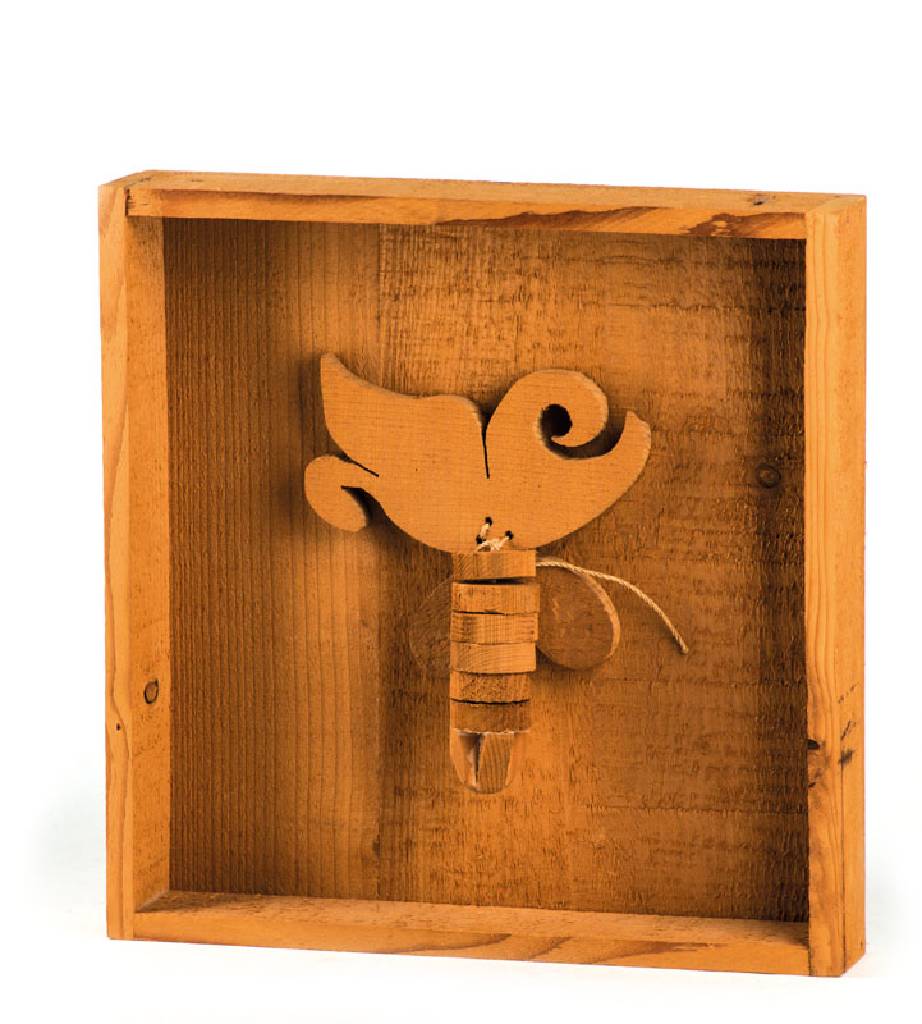 Mario Ceroli, geb. 1938, Holzskulptur, verso sign., num. 84/90, dat. 1971, ca. 32x32x7 cm
