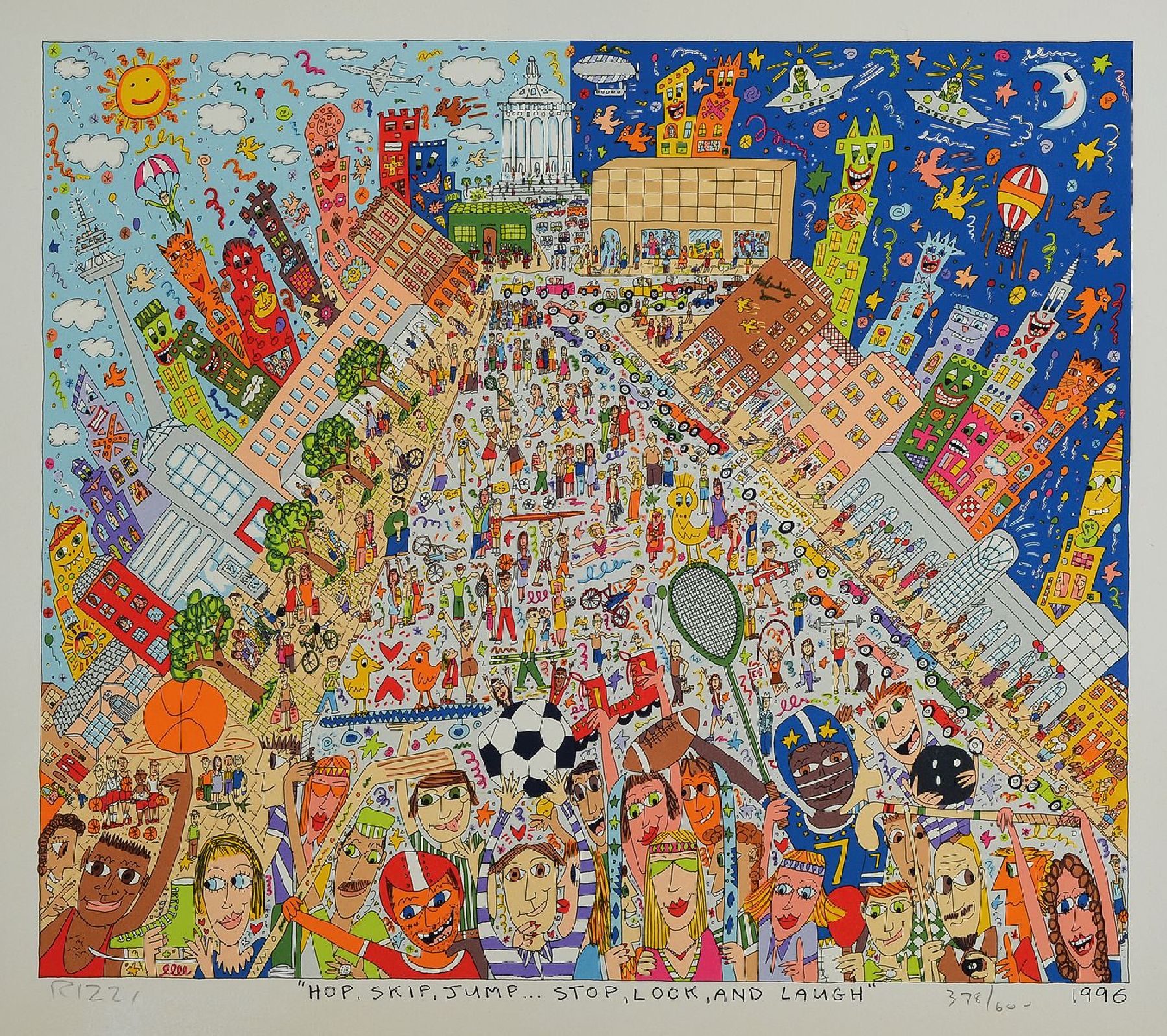 James Rizzi, 1950-2011 , hop, skip,jump..., sign., dat. 1996, num. 378/600, Blattgr. 42,5 x 47 cm