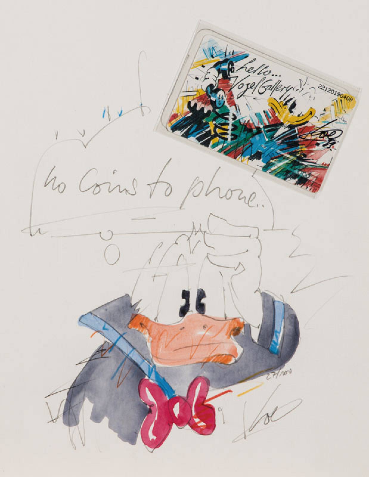 Wolfgang Loesche, geb. 1947, Konvolut aus 2 Aquarellen, eins mit Telefonkarte, je sign., Blattgr. je 27x20 cm