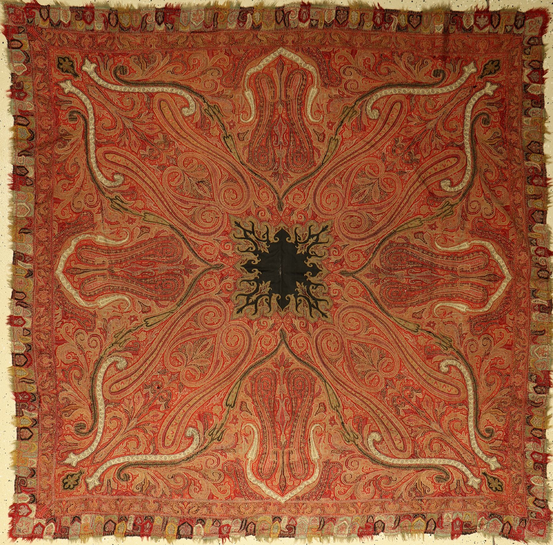 Kaschmir "Shawl" antik, Nordindien, Ende 19.Jhd., Wolle gewebt auf Wolle.