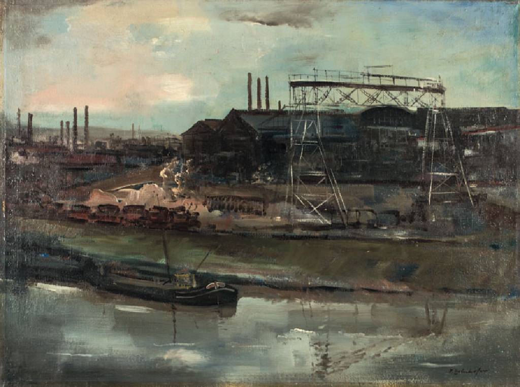 Fritz Zolnhofer, 1896-1965, Industrielandschaft an der Saar, Öl/Lwd, sign., ca. 61x81 cm