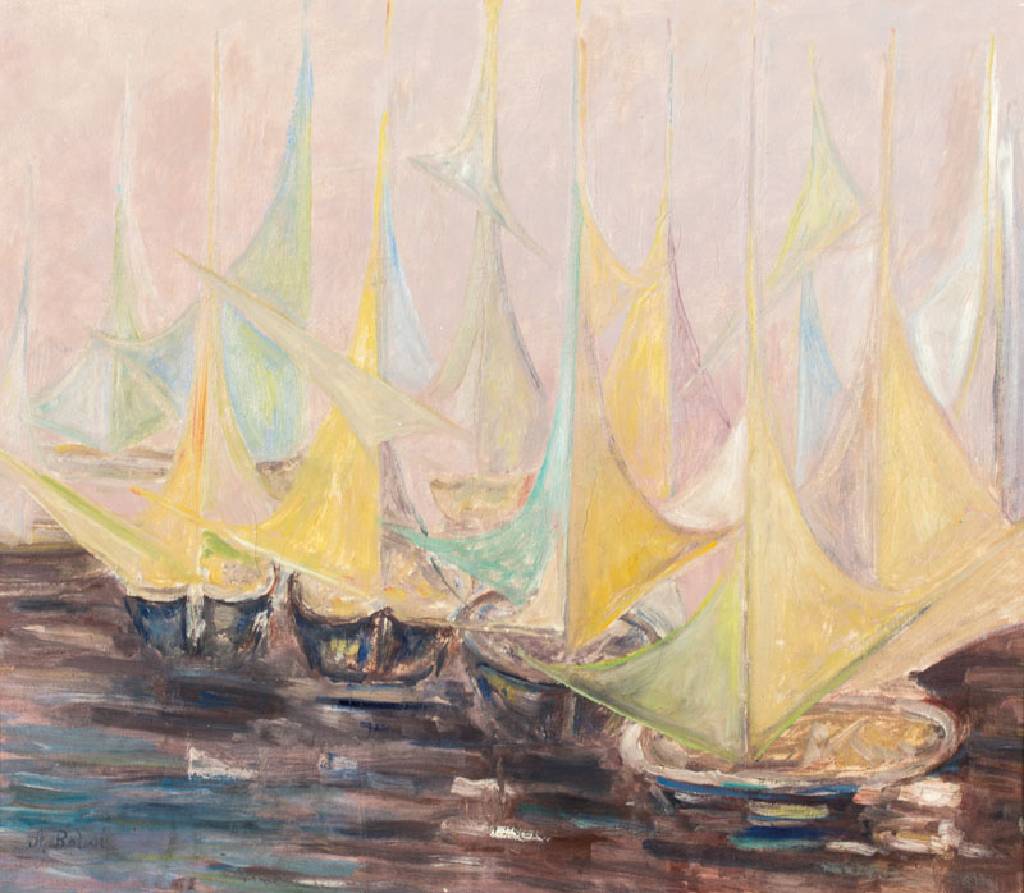 Arnold Balwé, 1898-1983, Segelboote, Öl/Lwd, wohl um 1930, li unten signiert, ca. 62x70 cm, leichte Krakeluren, Prunkrahmen, Provenienz: ...