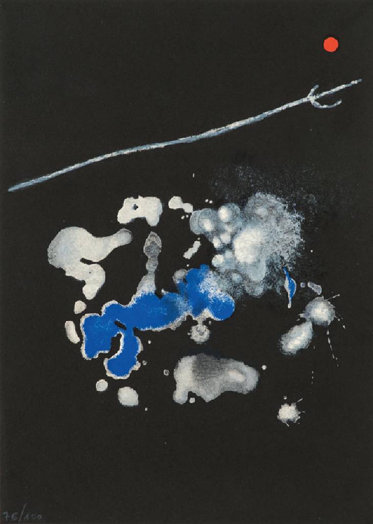 Joan Miro, 1893-1983, Lithografie aus dem Album 19 Barcelona Sala Gaspar, 1964, verso handsign., num. 76/100, PP-Ausschnitt 30x22 cm, unter Glas ...