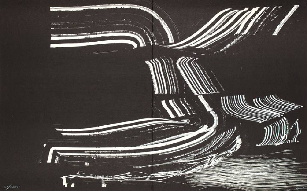 Hans Hartung, 1904-1989, Serigraphie, handsign., num. LI/LXXV, mittig Buchfalz, Blattgr. 49x74 cm