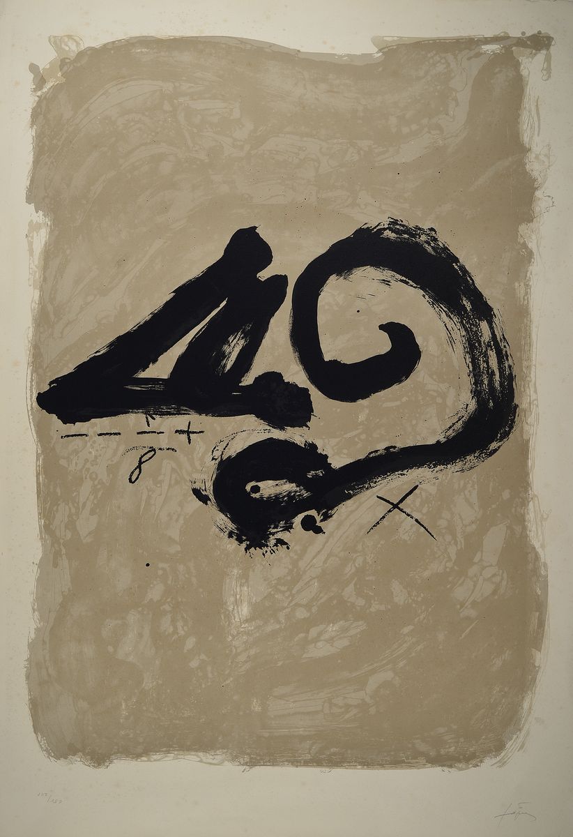 Antoni Tapies, 1923-2012, Serigraphie, sign., num. 107/190, Blatt leicht stockfleckig, ca. 96x 67 cm