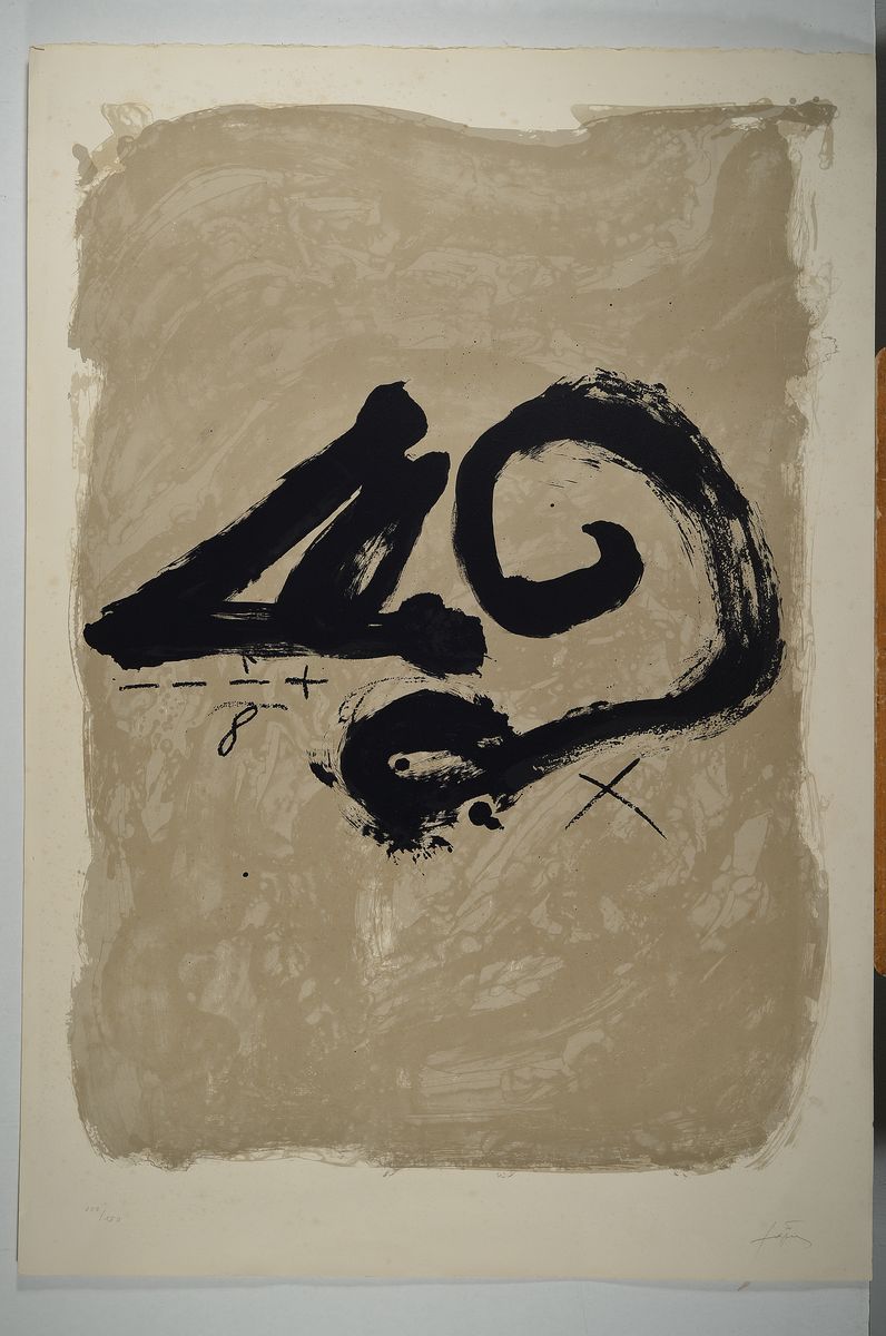 Detail k: Antoni Tapies, 1923-2012, Serigraphie, sign., num. 107/190, Blatt leicht stockfleckig, ca. 96x 67 cm