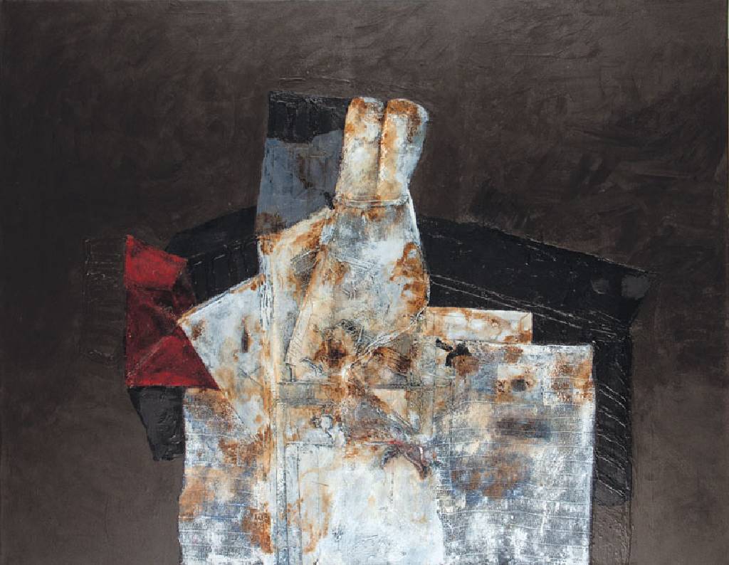 unbekannter Künstler, Composition 453, Mischtechnik auf Lwd, verso undeutlich sign., dat. Paris 2013, ca. 114x145 cm