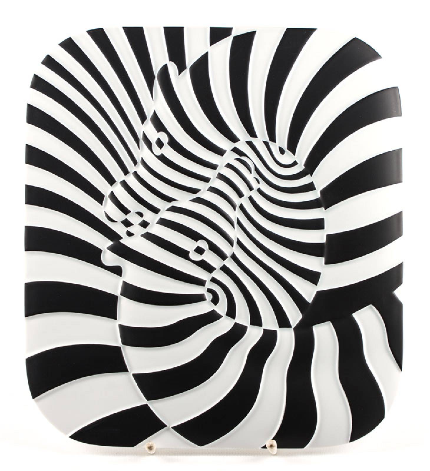 Victor Vasarely, 1906-1997, Jahresteller, Porzellan, Rosenthal Edition 1977, verso gemarkt und num. 745/3000, ca. 35x31 cm, inkl.Original-Box