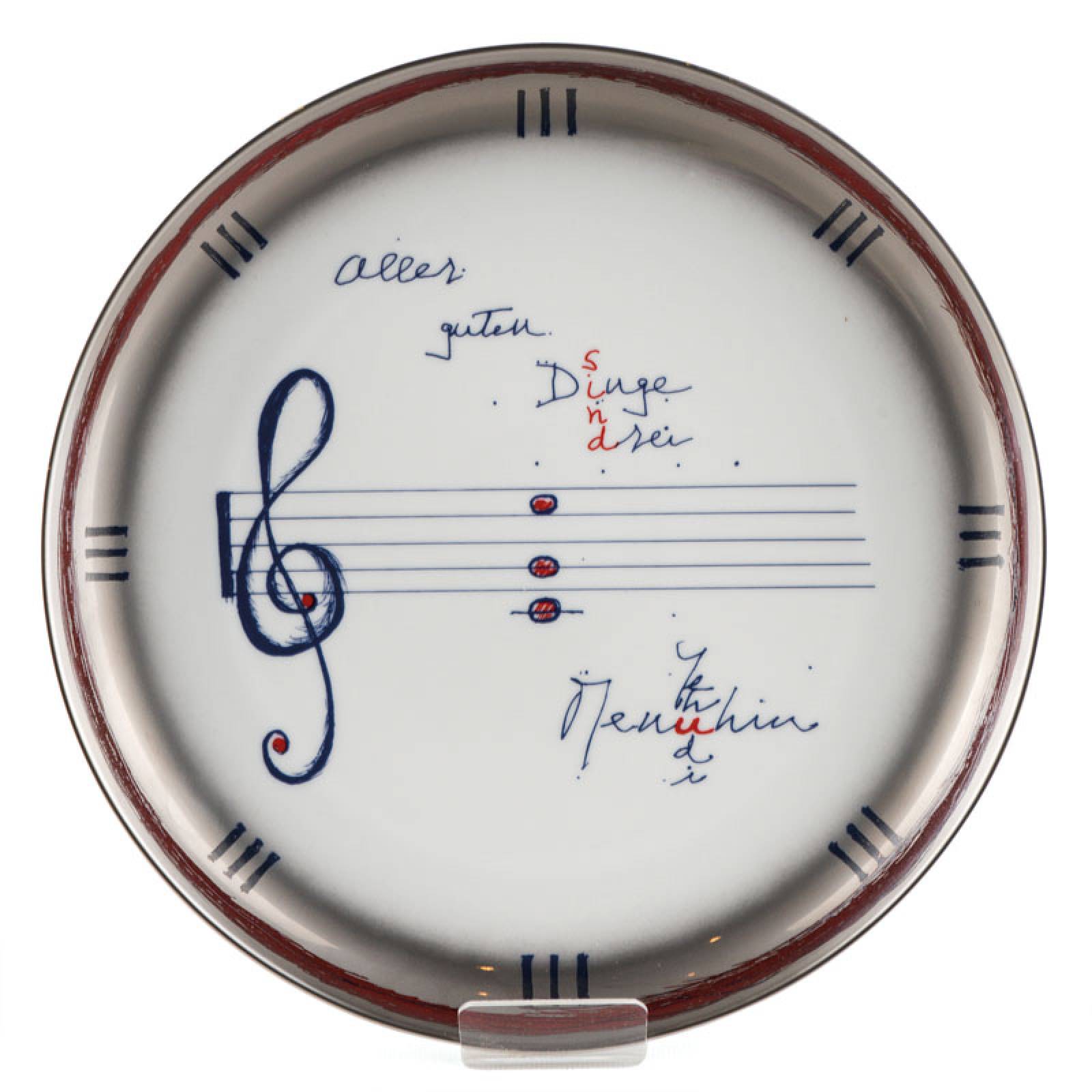 Yehudi Menuhin, 1916-1999, Künstlerteller, Porzellan, Rosenthal Edition, num. 4367/5000, ca. 26x26 cm