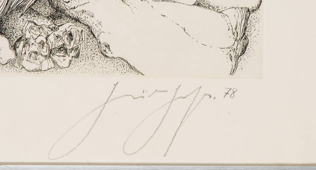 Detail a: Günter Grass, 1927-2015, Der Butt, Radierung, handsign., dat. (19)78, Platte ca. 39x51 cm, unter Glas gerahmt, gesamt 50,5x65,5 cm num. 142/150