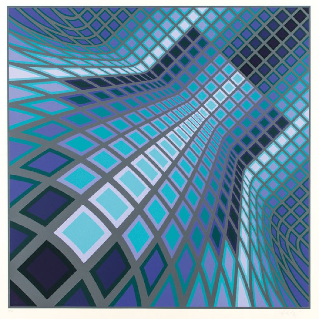 Victor Vasarely, 1906-1997, Farbserigraphie, "VI-VA", aus 1978, Edition Denise René, handsign., num. 28/250, ca. 78x78 cm, Rahmen, gesamt ...