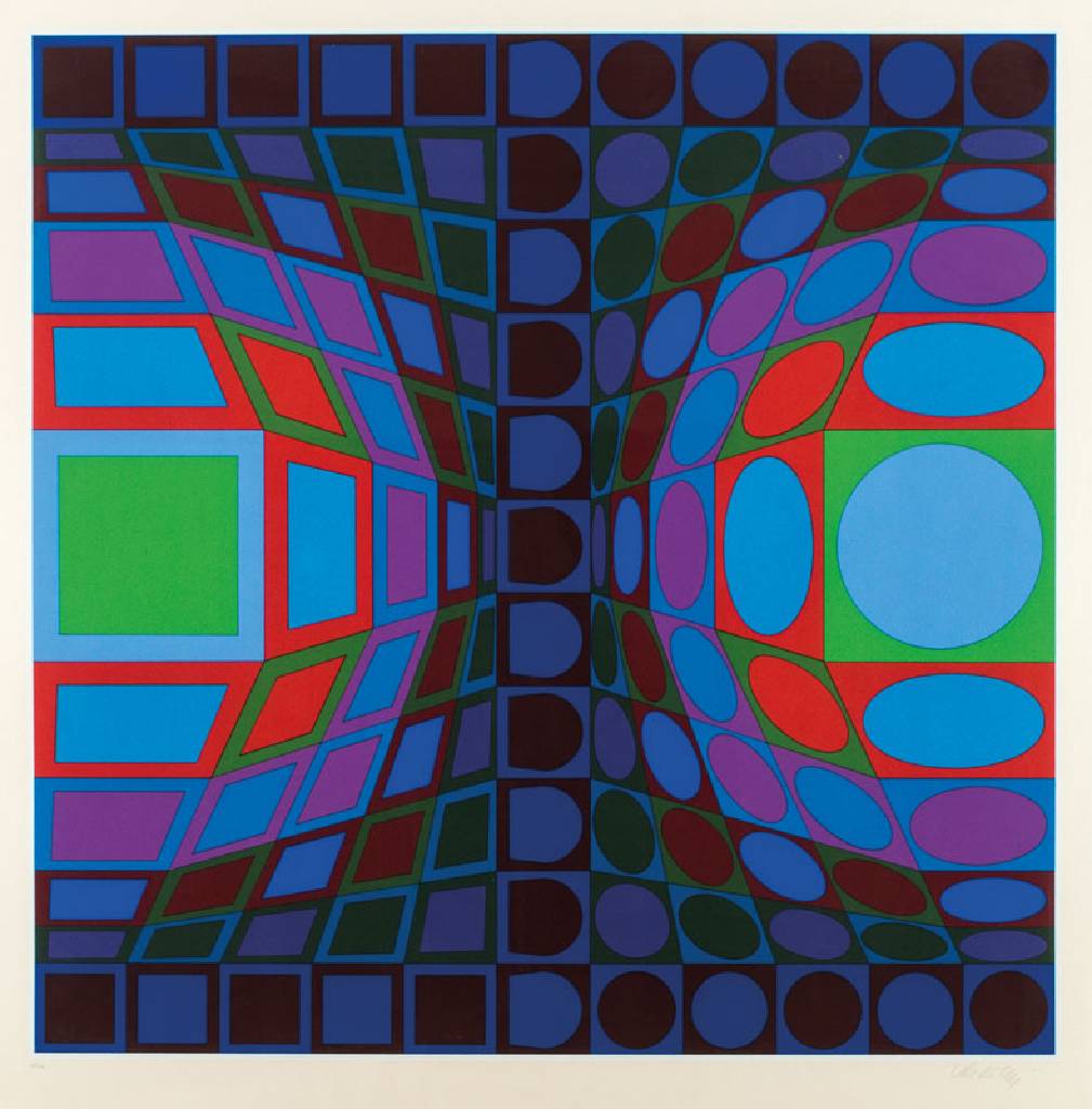 Victor Vasarely, 1906-1997, Farbserigraphie, "VI-VA", aus 1978, Edition Denise René, handsign., num. 28/250, ca. 78x78 cm, unter Glas ...