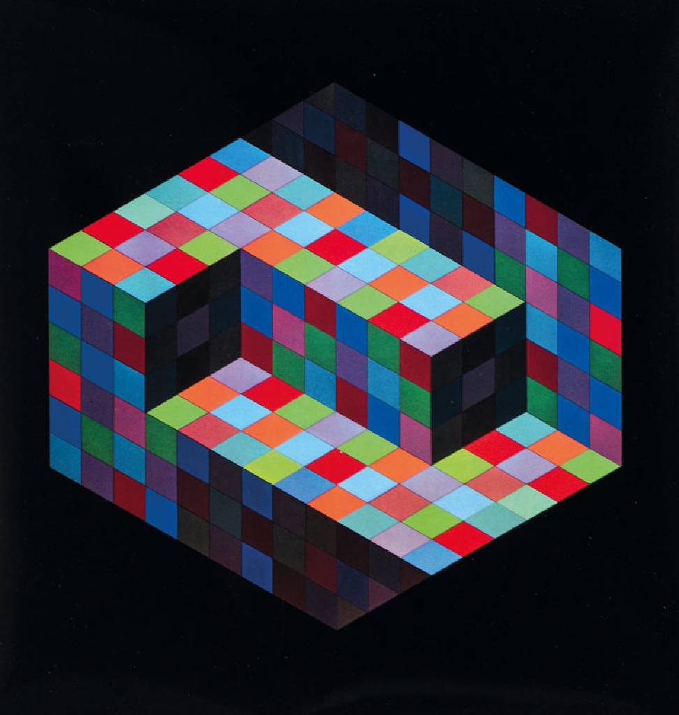 Victor Vasarely, 1906-1997, Hommage A L`Hexagone, Mappe mit 10 Farbtafeln, Hrsg. Edition Griffon Neuchatel, 1971, Mappe innen handsign., Blattgr. ...