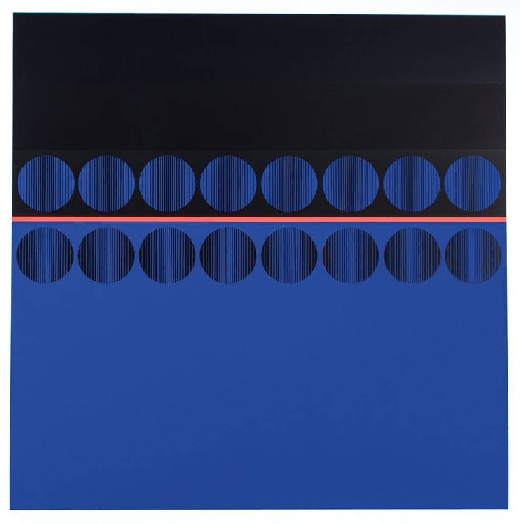 unbekannter Künstler, Komposition Blau, große Farbserigraphie, unleserlich sign., num. 4/200, Blattgr. 80x80 cm