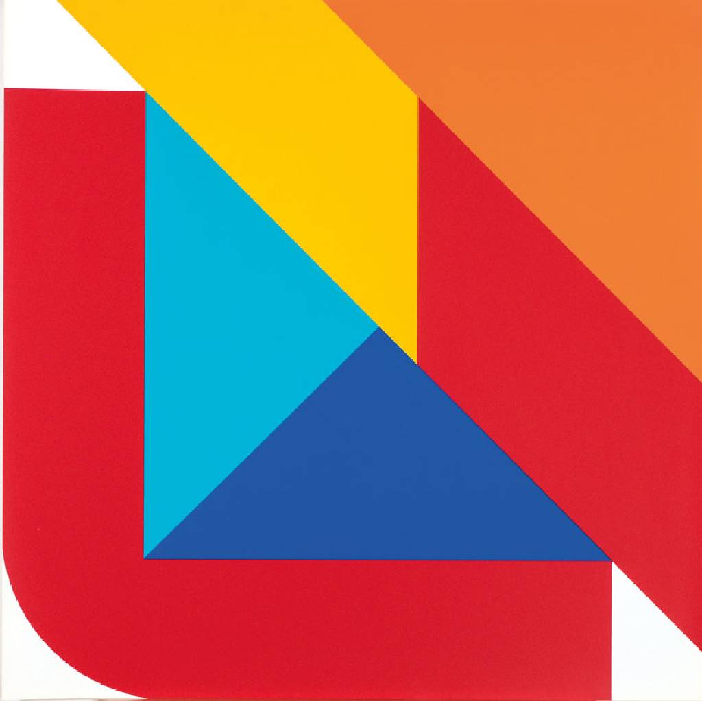 unbekannter Künstler, Geometrische Komposition, große Farbserigraphie, unleserlich sign., num. 138/150, Blattgr. 69,5x69,5 cm