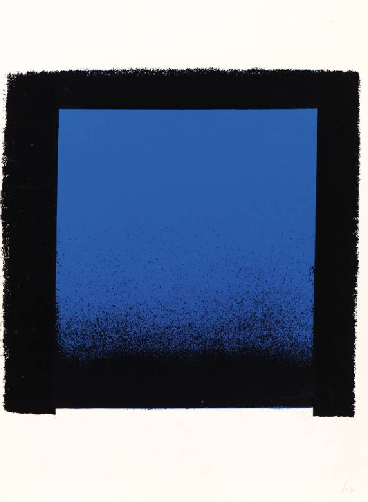 Rupprecht Geiger, 1908-2009, Blau-Schwarz auf Weiß, Serigraphie, re unten handsign., Blattgr. 43,5x25,5 cm