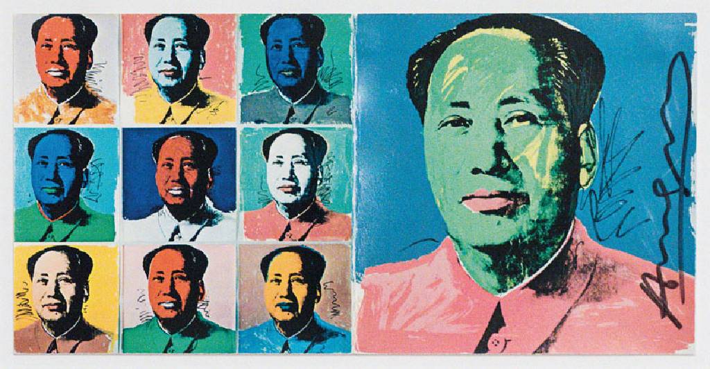 Andy Warhol, 1928-1987, Mao, Offset- Lithographie auf Velin, Klappkarte zur Ankündigung der Edition "Mao Tse-Tung", 1972, handsign. mit ...