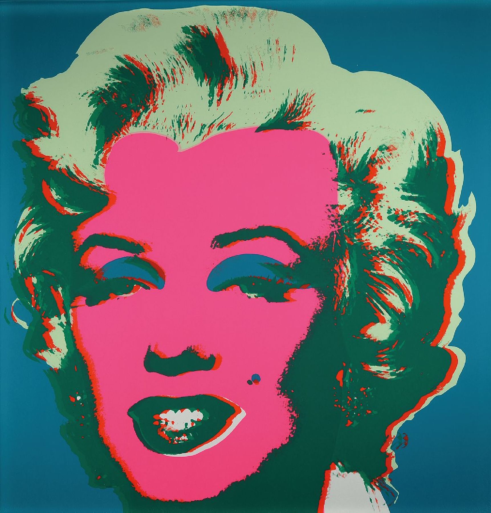 Nach Andy Warhol, Marilyn Monroe, Farbserigrafie, unter Glas gerahmt, ca. 90,5x91 cm, gesamt 101x101 cm
