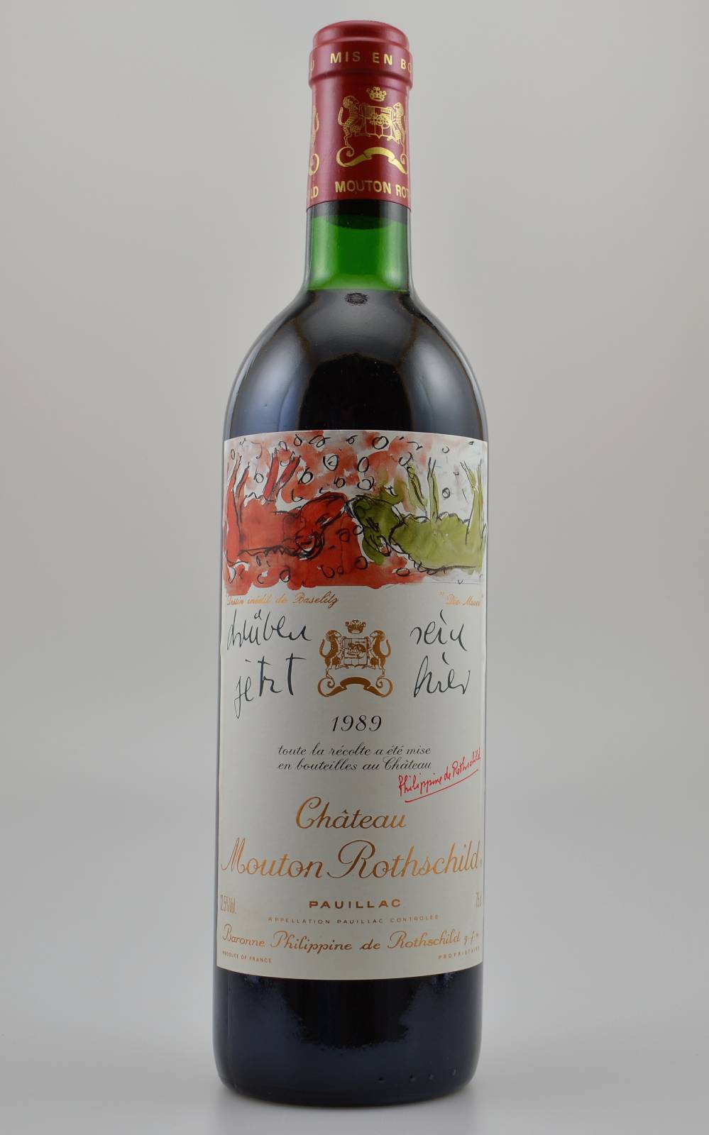 1 Flasche 1989 Chateau Mouton Rothschild, Pauillac, ca. 75 cl, 12.5 % Vol. Füllstand: top shoulder, sehr guter Erhaltungszustand, unverkostet, ...