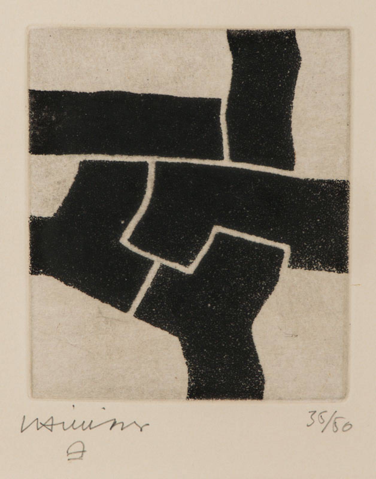 Eduardo Chillida, 1924-2002, Zapatu, 1972, Aquatintaradierung auf Arches France, handsign., num. 35/50, Hrsg. Maeght Editeur Paris, WVZ: Van der ...