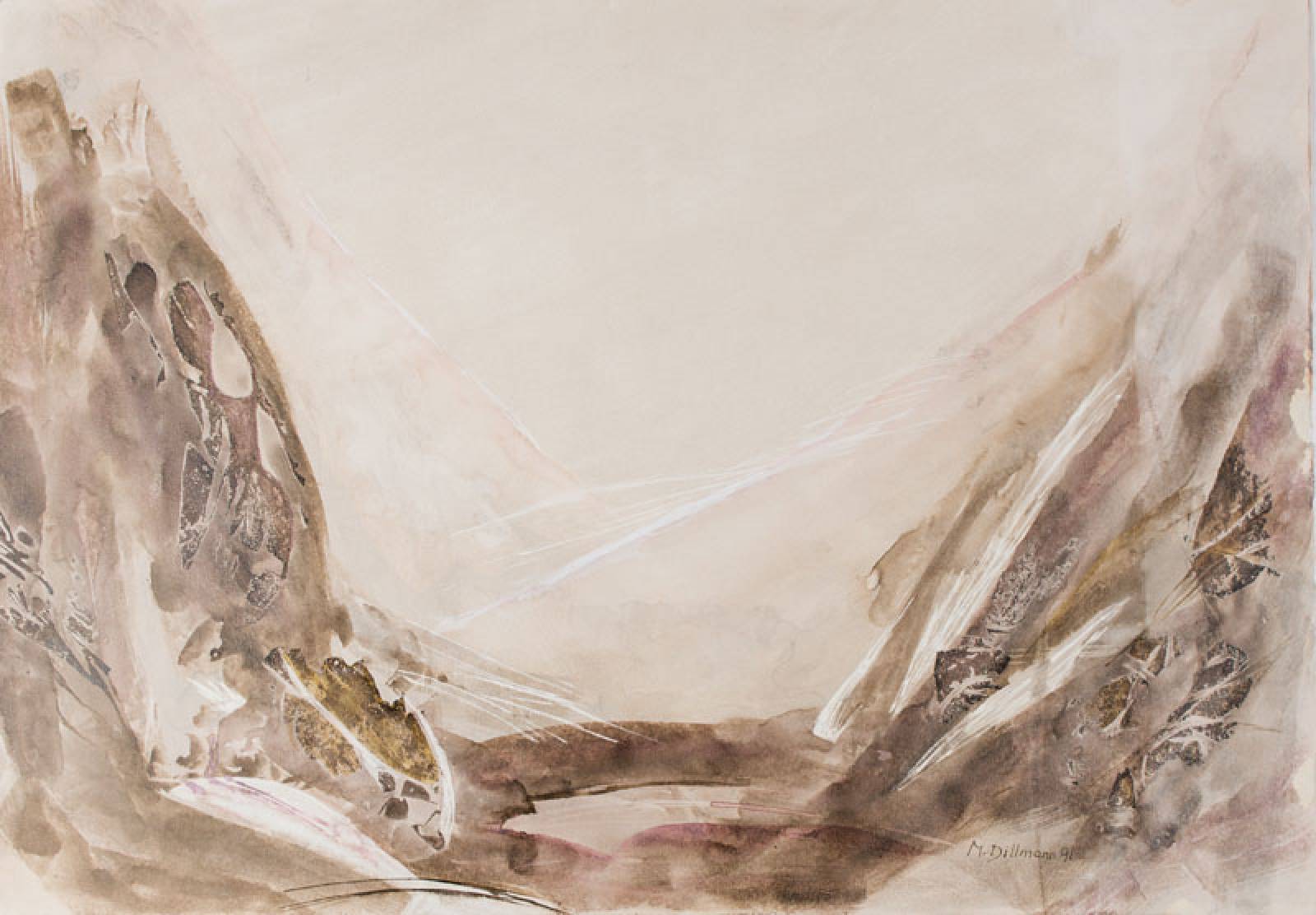 Michael Dittmann, zeitgenössischer Künstler, abstrahierte Landschaft, Aquarell, sign., dat. (19)91, Blattgr. 70x100 cm