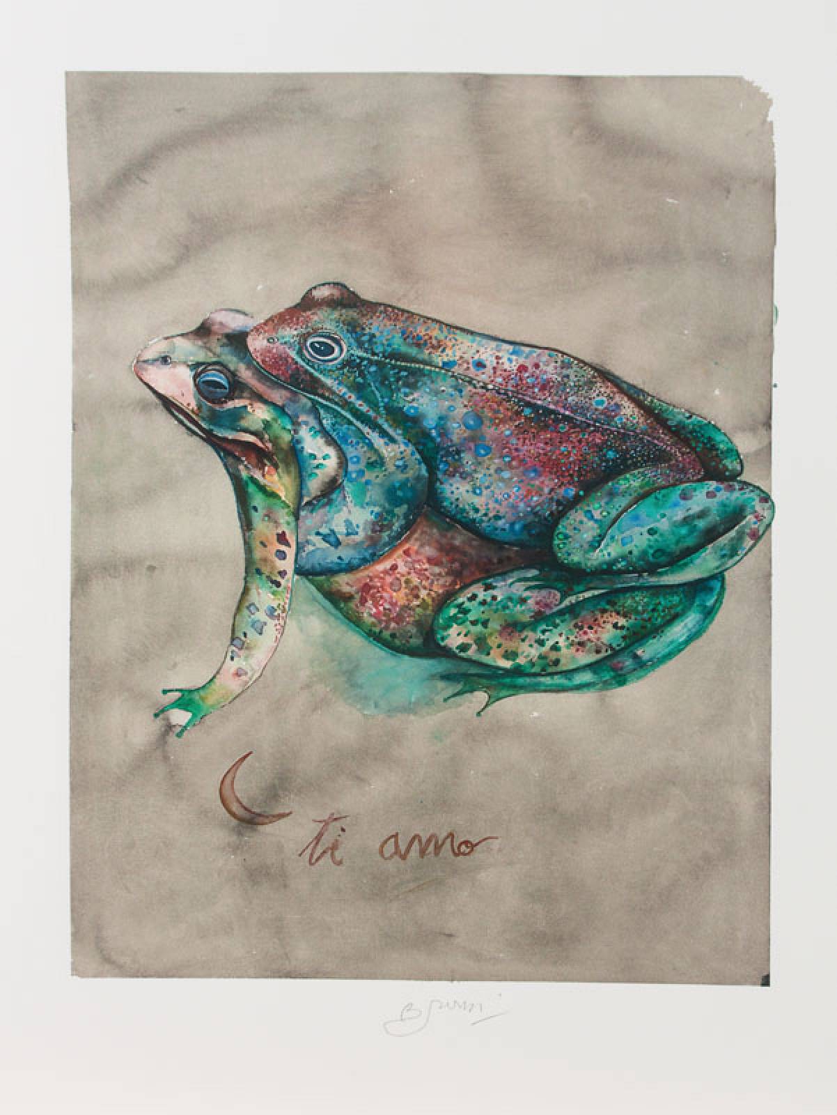 Bruno Bruni, geb. 1935 Gradara, Ti amo, 2017, Farbpigmentdruck auf handgemachtem Baumwollpapier, handsign., Blattgr. 61x47 cm