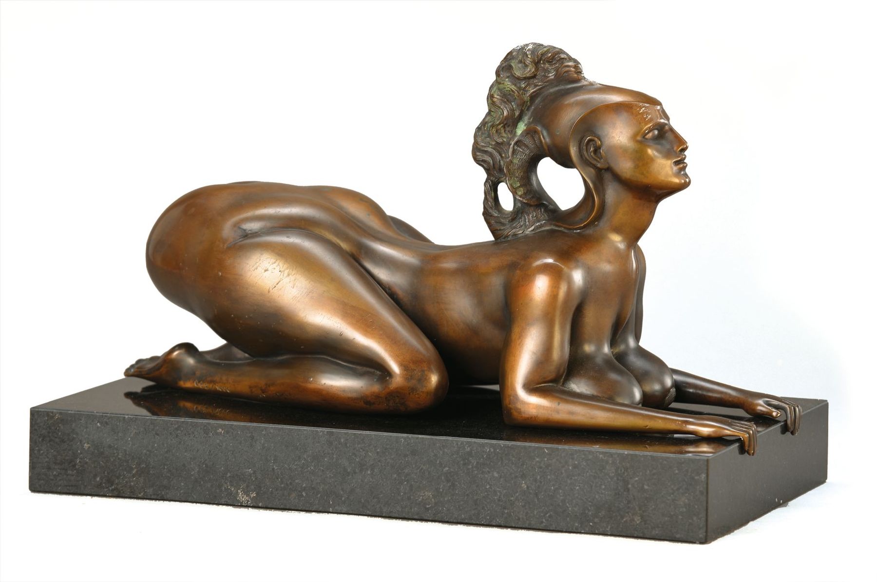 Prof. Ernst Fuchs, 1930-2015 Wien, Wiener Sphinx, Bronzeskulptur, num. 652/1000, signiert, gegossen bei Venturi Arte mit Zertifikat von Paolo ...