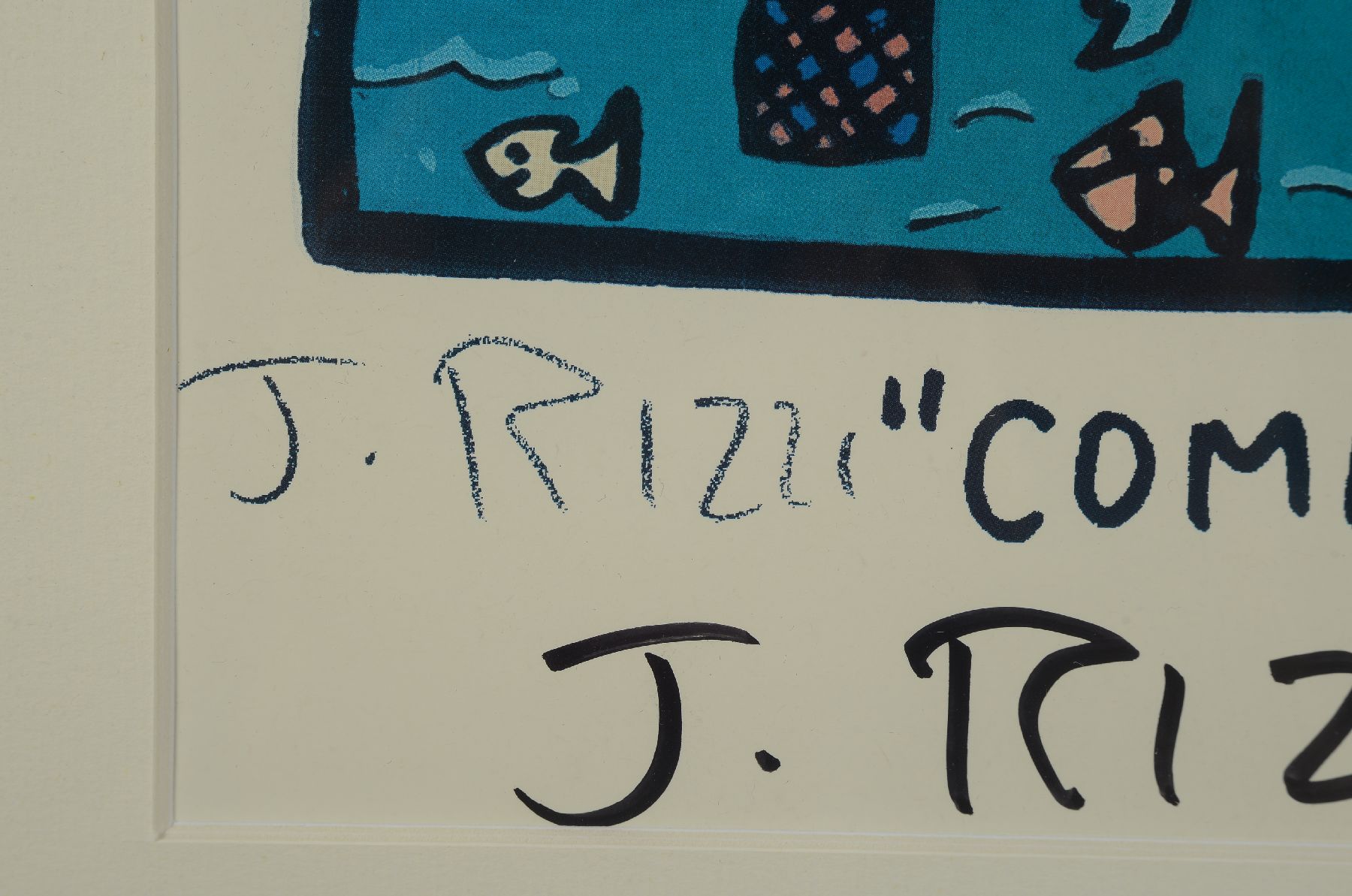 Detail b: James Rizzi, 1950-2011, Come fly with me, Offset, handsign., dat. 3/97, Motiv 45x30 cm, unter Glas gerahmt, gesamt 72,5x54,5 cm, inkl.Zertifikat der ...