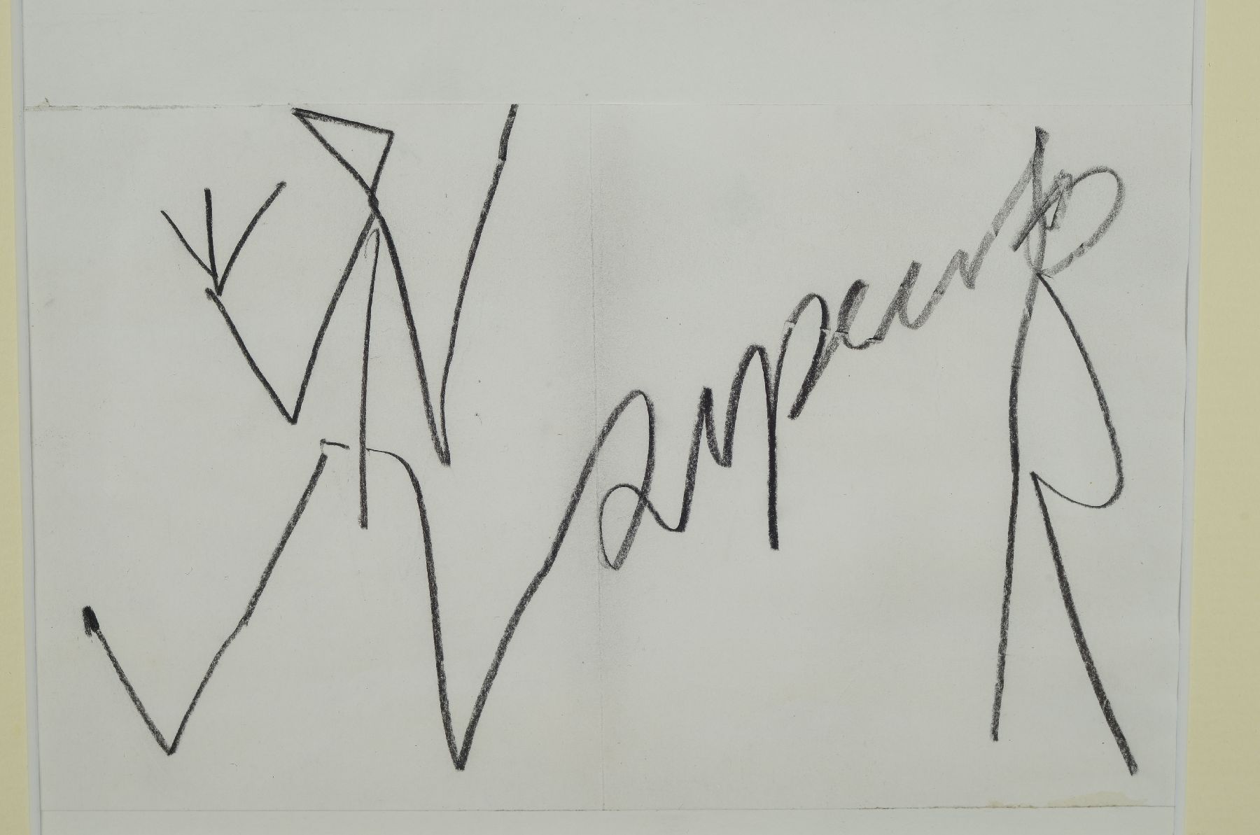 Detail b: A.R. Penck, 1939-2017, Selbstbildnis, Offset auf Fotopapier, darunter Handsignatur mit Zeichnung, unter Glas gerahmt, gesamt 55x45 cm