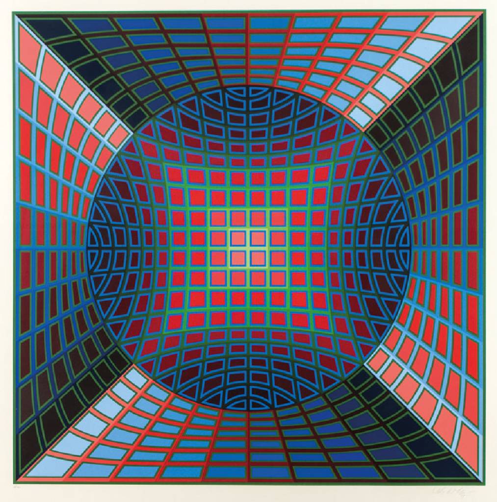 Victor Vasarely, 1906-1997, Farbserigraphie,"VI-VA", aus 1978, Edition Denise René, handsign., num. 28/250, ca. 78x78 cm, unter Glas ...