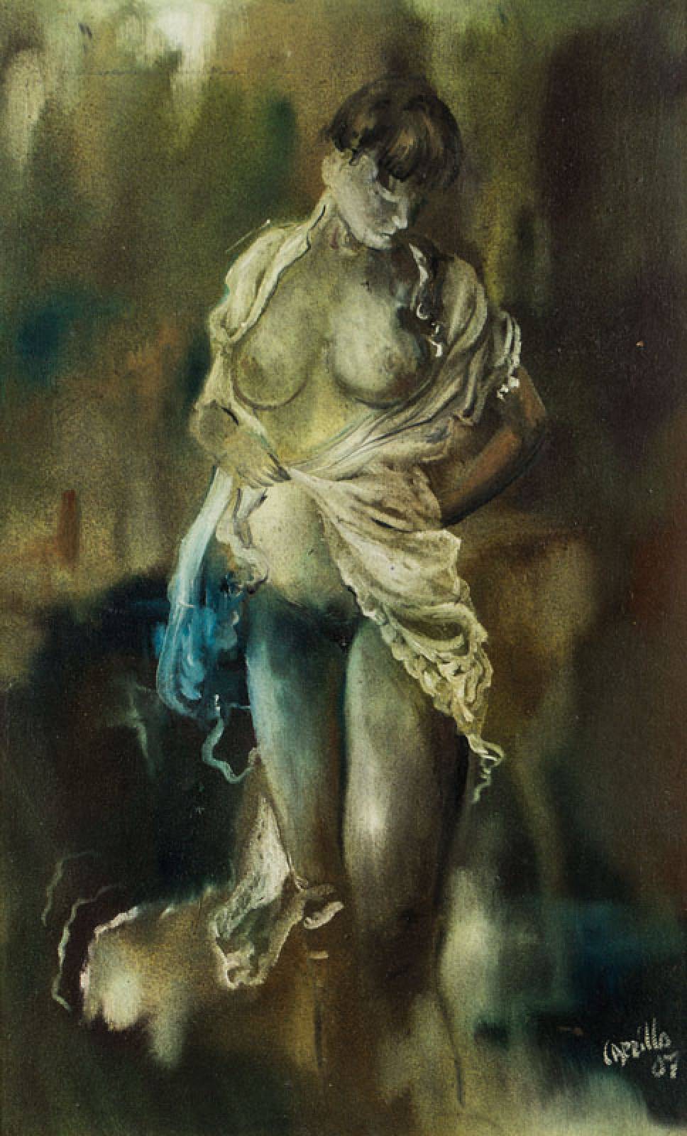 Antonio Carrillo, geb. 1968 Nicaragua, stehender weiblicher Akt, Öl/Lwd, signiert und datiert 2007, ca. 50x32cm, Rahmen, gesamt 68x50 cm