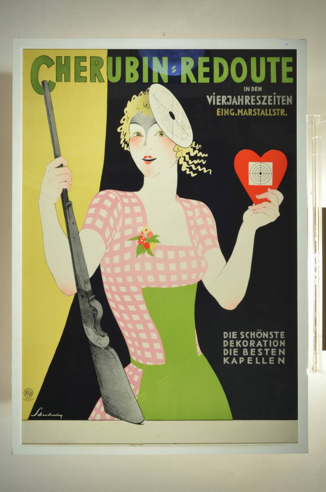 Detail f: Walter Schnackenberg, 1880 Lauterberg-1961 Rosenheim, großes Werbeplakat: Cherubim- Redoute in den Vier Jahreszeiten, Eingang Marstallstr., die ...
