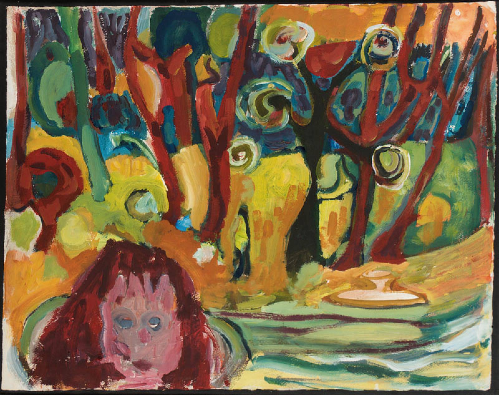 Marlise Klock, 1874 Lübz-1874 Altenbach, Sommergarten, Gouache auf Papier, verso betitelt, Blattgr. 55x68cm, unter Glas gerahmt, gesamt 73x87,5 cm
