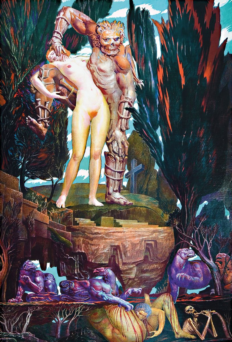 Ernst Fuchs, 1930-2015, Der Tanz mit dem Tod, Giclee/Lwd, handsign., num. e.a., Auflage 300, Blattgr. 60,5x44 cm