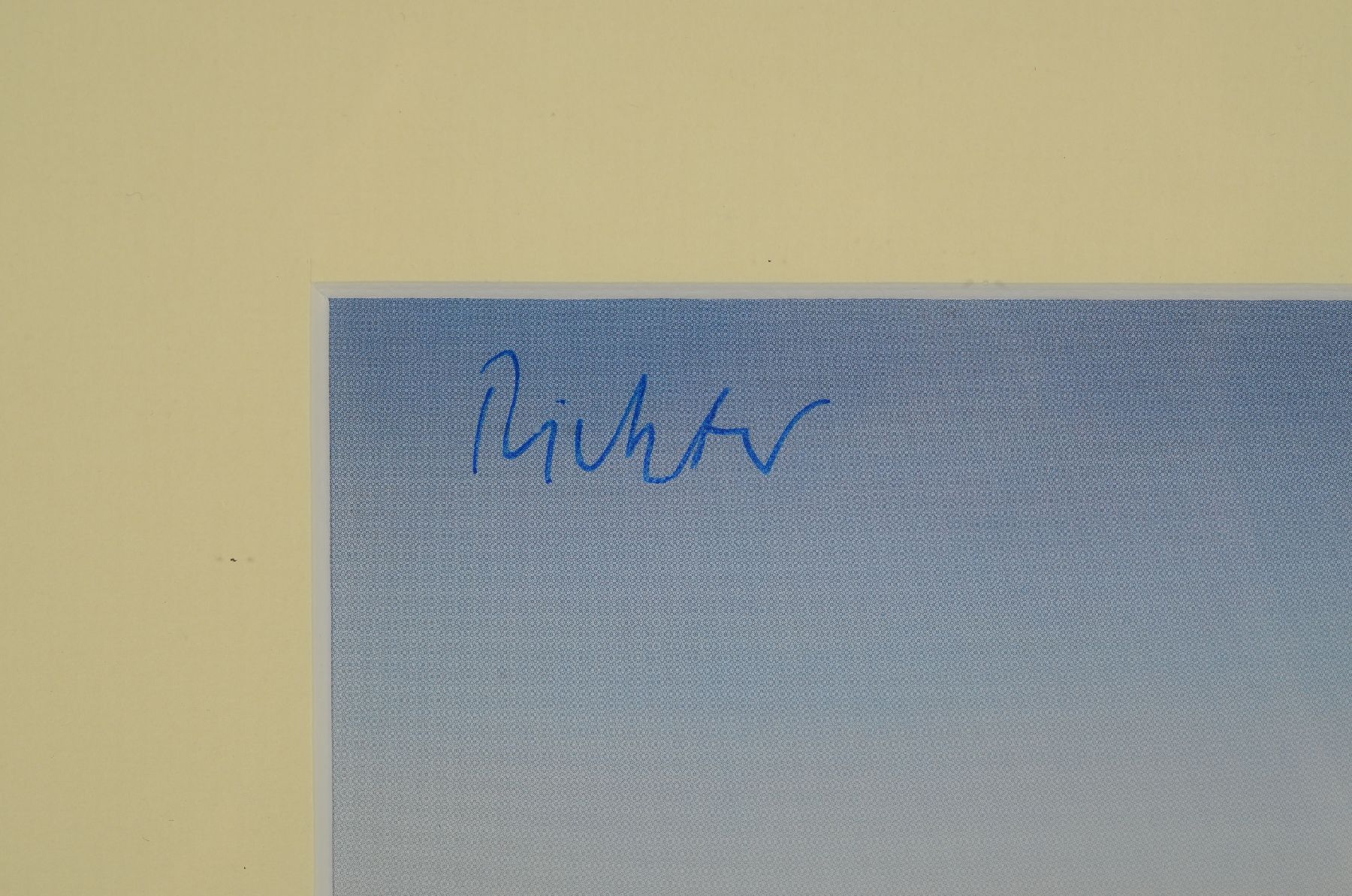 Detail b: Gerhard Richter, geb. 1932, Kunstpostkarte, handsign., ca. 15x10,5 cm, unter Glas gerahmt,gesamt 40x35 cm