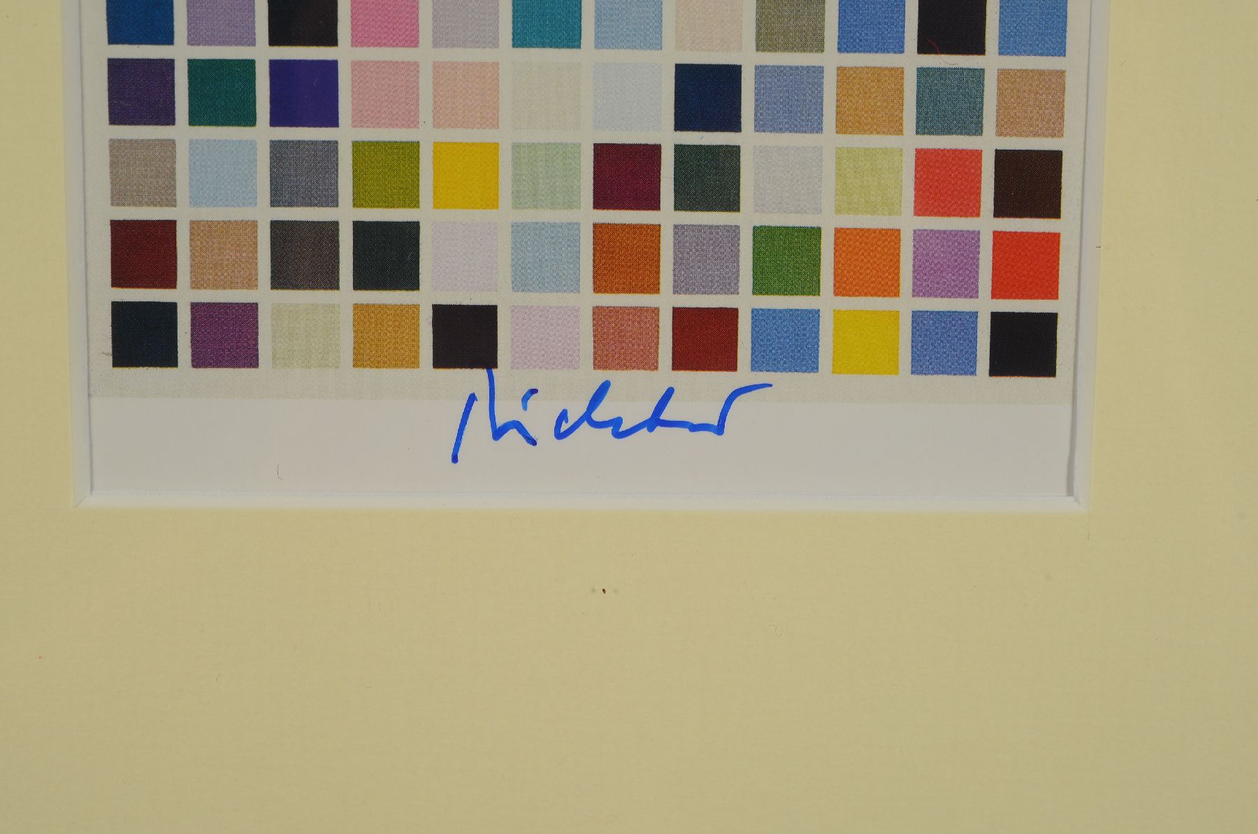 Detail b: Gerhard Richter, geb. 1932, Kunstpostkarte, handsign., ca. 15x10,5 cm, unter Glas gerahmt,gesamt 40x35 cm