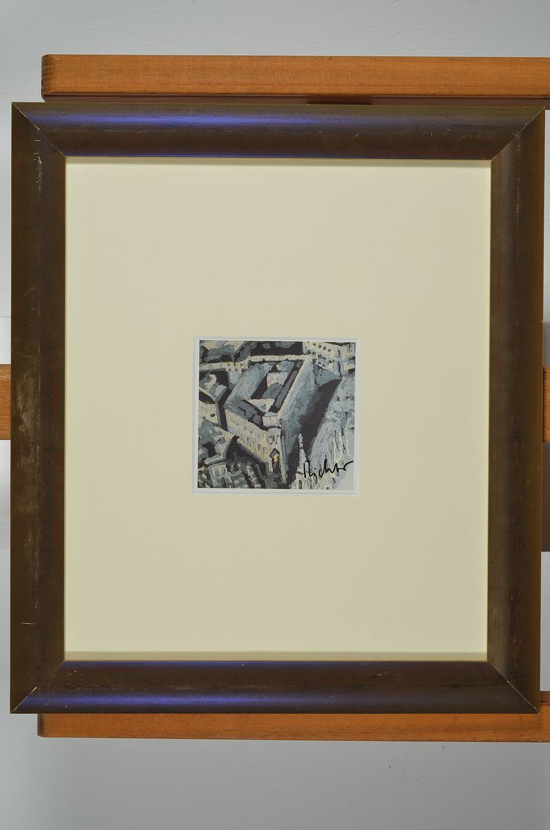 Detail k: Gerhard Richter, geb. 1932, Kunstpostkarte, handsign., ca. 15x10,5 cm, unter Glas gerahmt,gesamt 40x35 cm