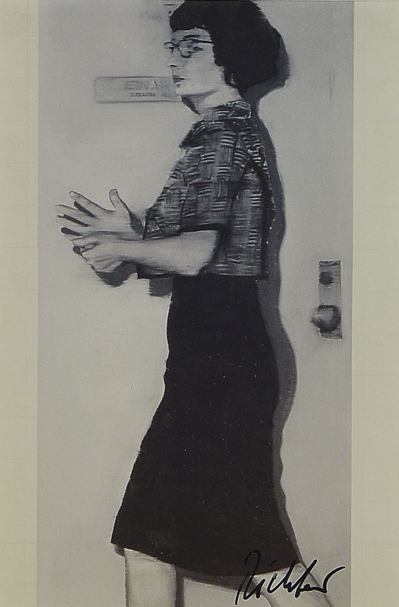 Gerhard Richter, geb. 1932, Kunstpostkarte, handsign., ca. 15x10,5 cm, unter Glas gerahmt,gesamt 40x35 cm