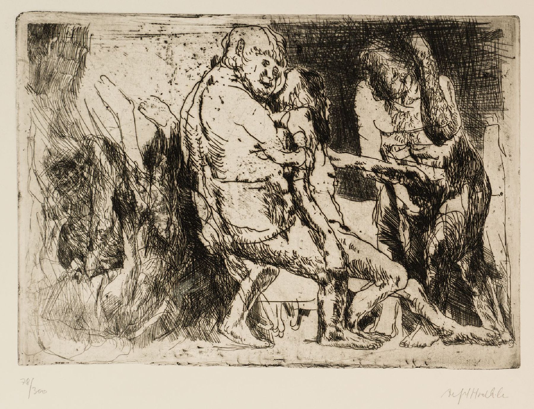 Alfred Hrdlicka, 1928-2009 in Wien, Radierung , handsign., num.78/300, PP-Ausschnitt 35x49 cm, gesamt 53x70 cm