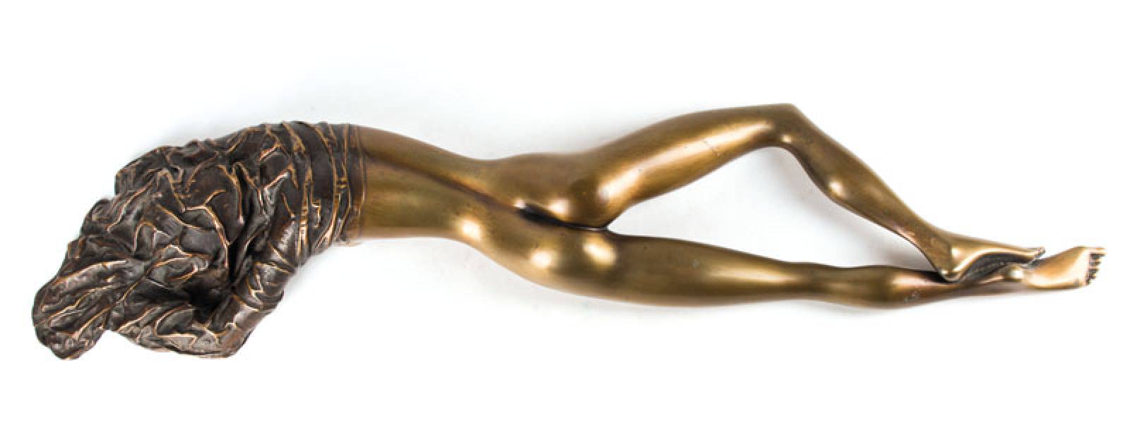 Bruno Bruni, geb. 1935 Gradara, Venus Sdraiata, Bronzeskulptur mit gold-brauner Patina, sign., num. 132/250, L. 85 cm