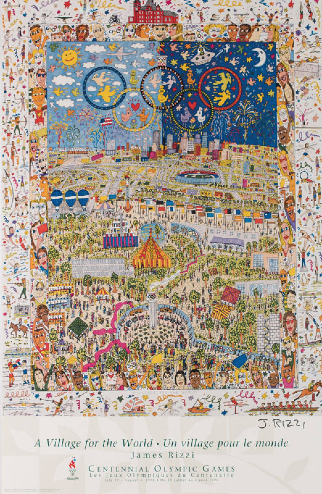 James Rizzi, 1950-2011, Plakat zu Olympia Atlanta 1996, Offset-Print, handsign., Blattgr. 86x56 cm
