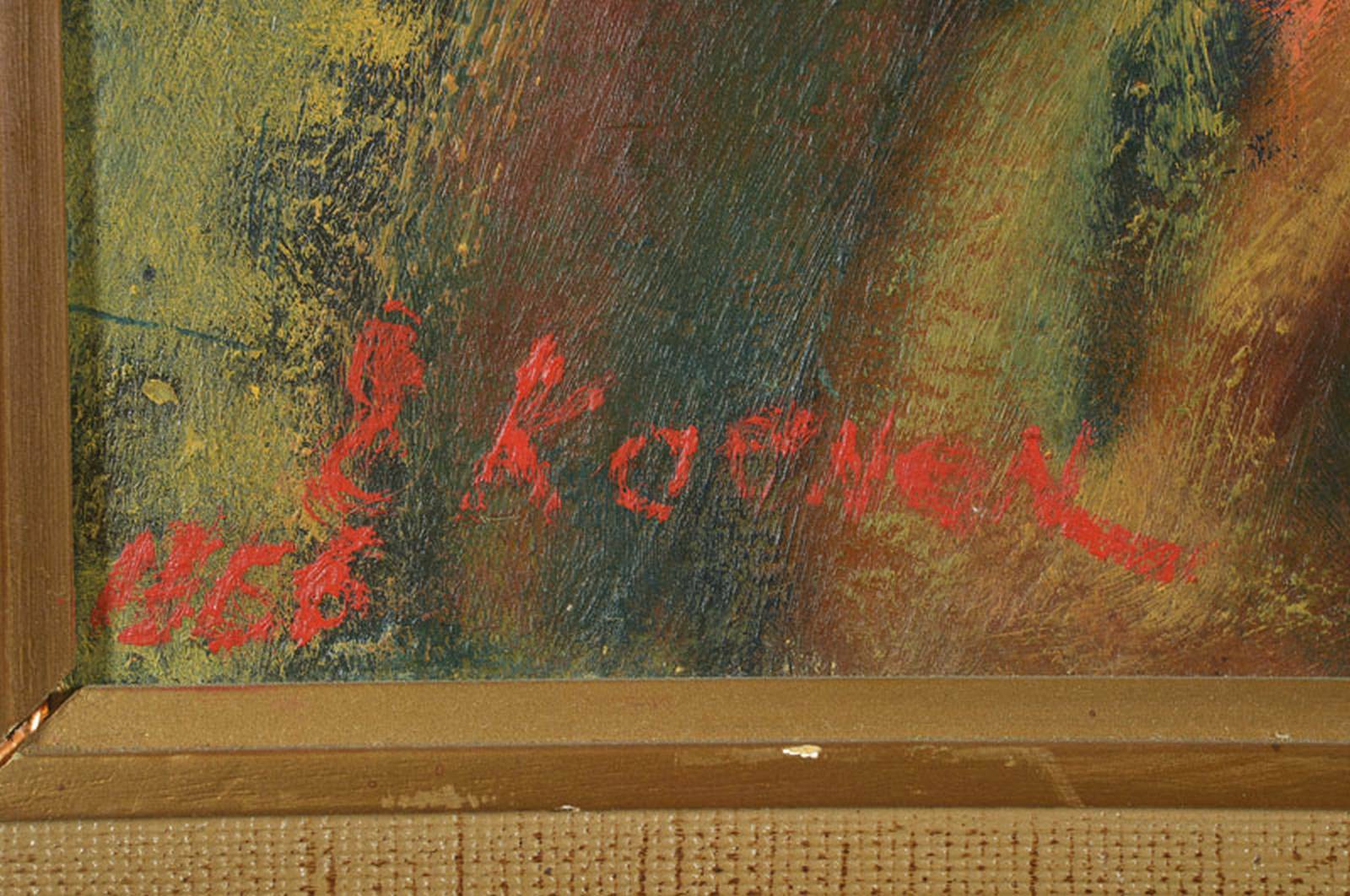Detail a: Koenen o.ä., datiert 1966, Porträt eines afrikanischen Mädchen mit Hahn, Öl/Hartfaser, rechts unten signiert und dat., ca. 50x40cm, R.