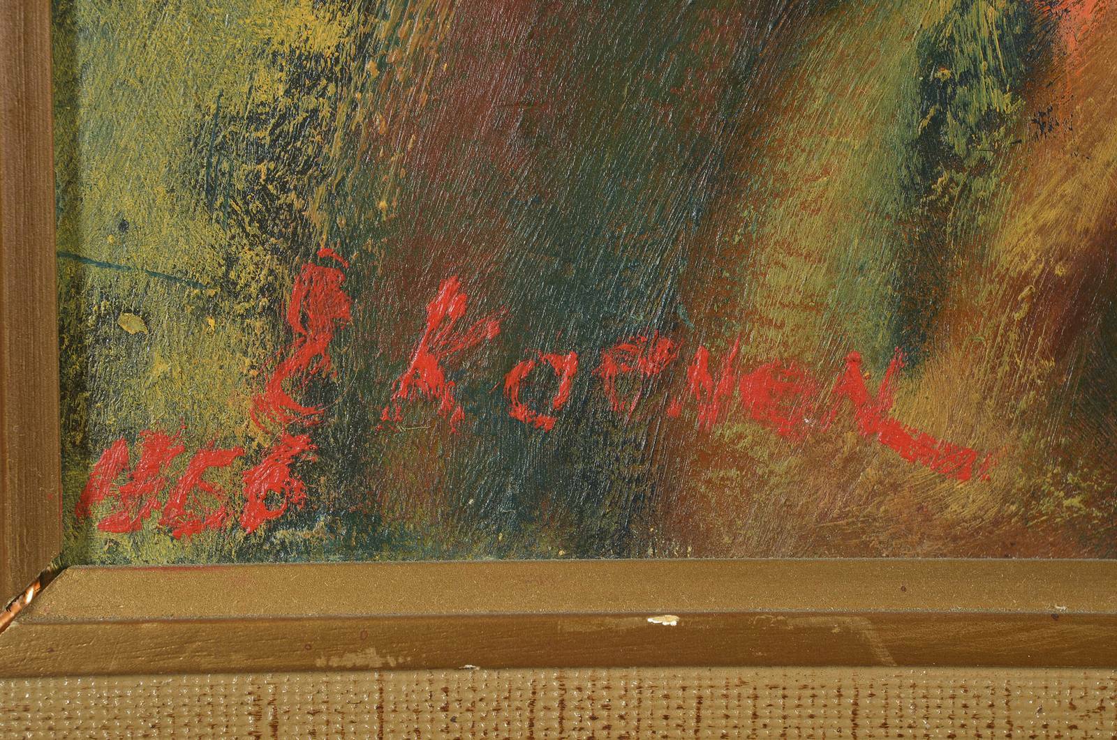 Detail c: Koenen o.ä., datiert 1966, Porträt eines afrikanischen Mädchen mit Hahn, Öl/Hartfaser, rechts unten signiert und dat., ca. 50x40cm, R.
