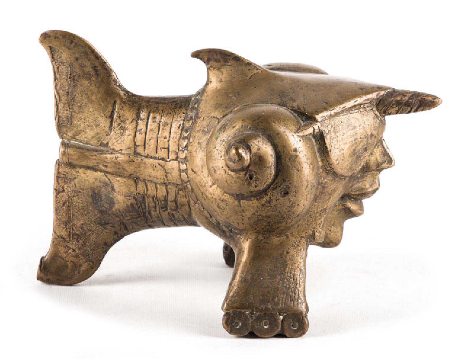 Gernot Rumpf, geb. 1941, Fischsohn, Bronzeskulptur, monogram., ca. 18,5x27x17,5 cm
