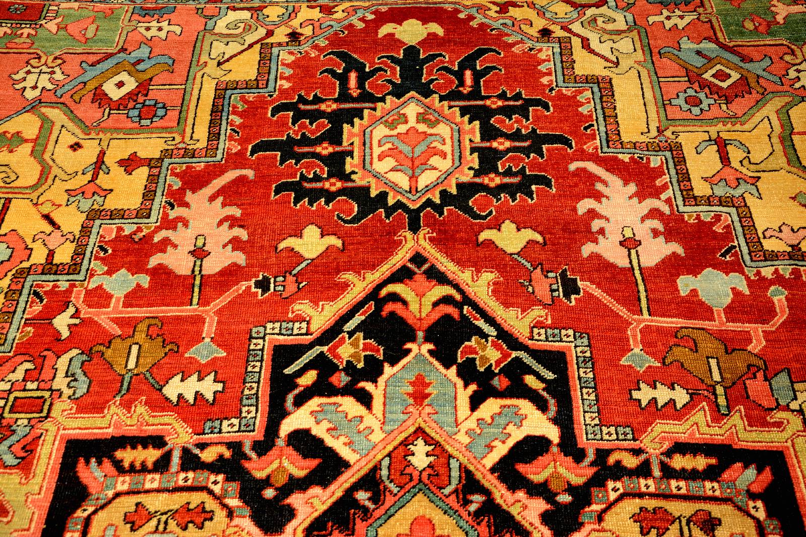 Detail d: Azeri, Azerbaijan, gebrauchter Wollteppich ,maß:483 X 348 cm,tarif code 57011090