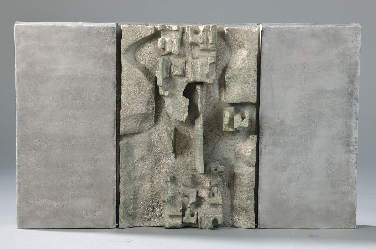 Helmut Lander, 1924 Weimar-2013 Darmstadt, Metallrelief, ca. 46x78 cm