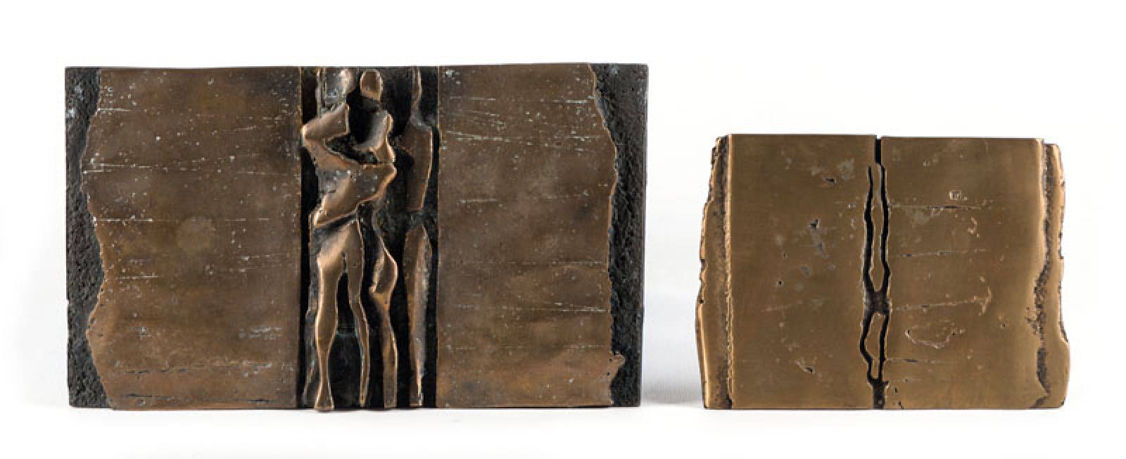 Helmut Lander, 1924 Weimar-2013 Darmstadt, Konvolut aus 2 Wandreliefs, Bronze, monogram. La, 84, num. 11/20 bzw. 2/20, ca. 15x25 cm bzw. 11,5x15 cm